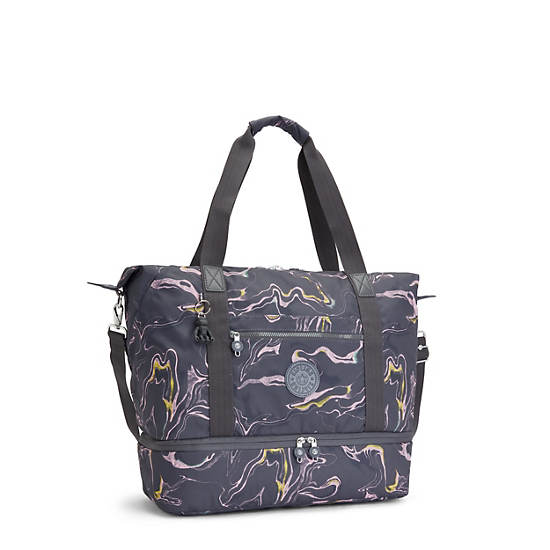 Kipling Art M Weekender Printed Tote Tassen Grijs | BE 1758IL